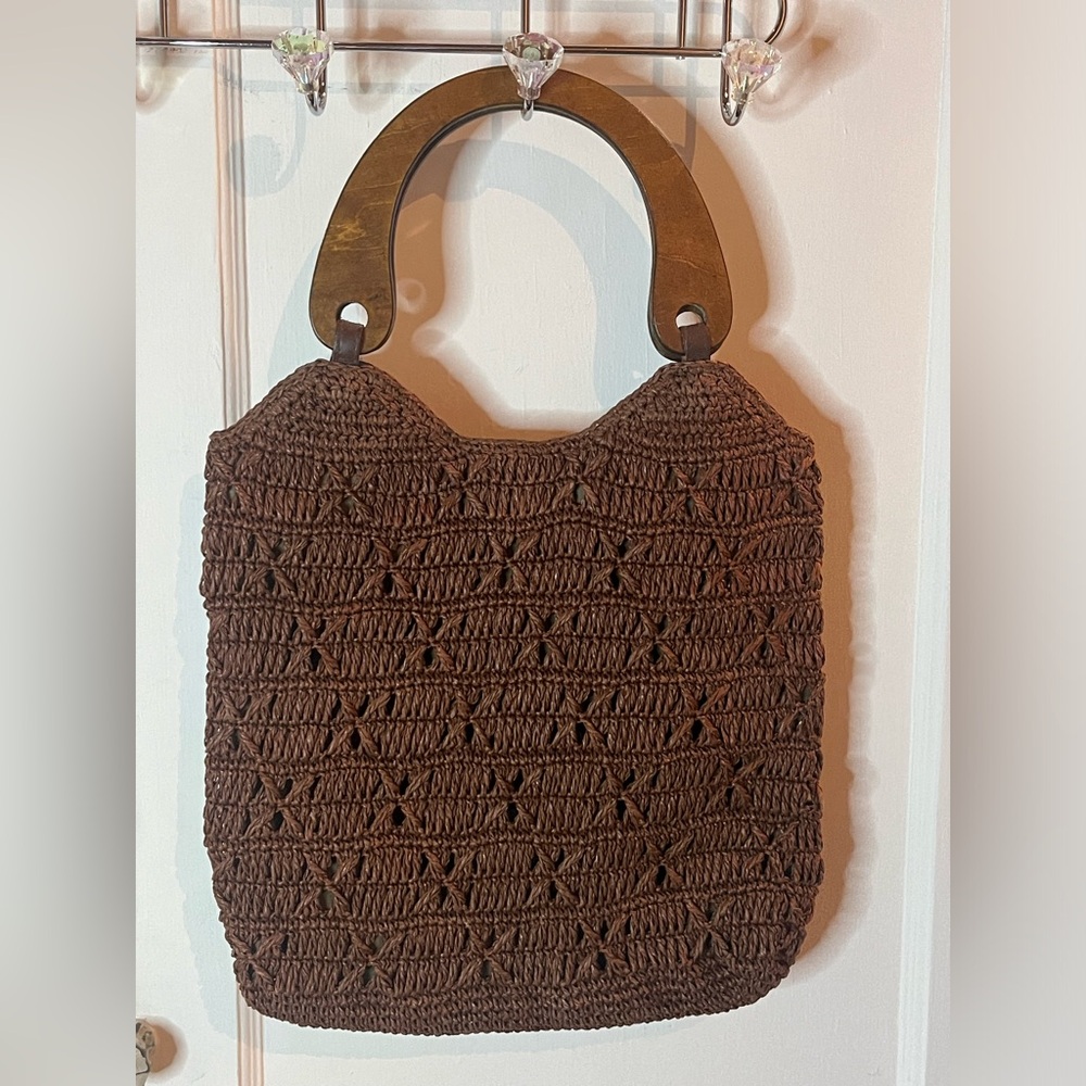 Talbots brown paper straw handbag